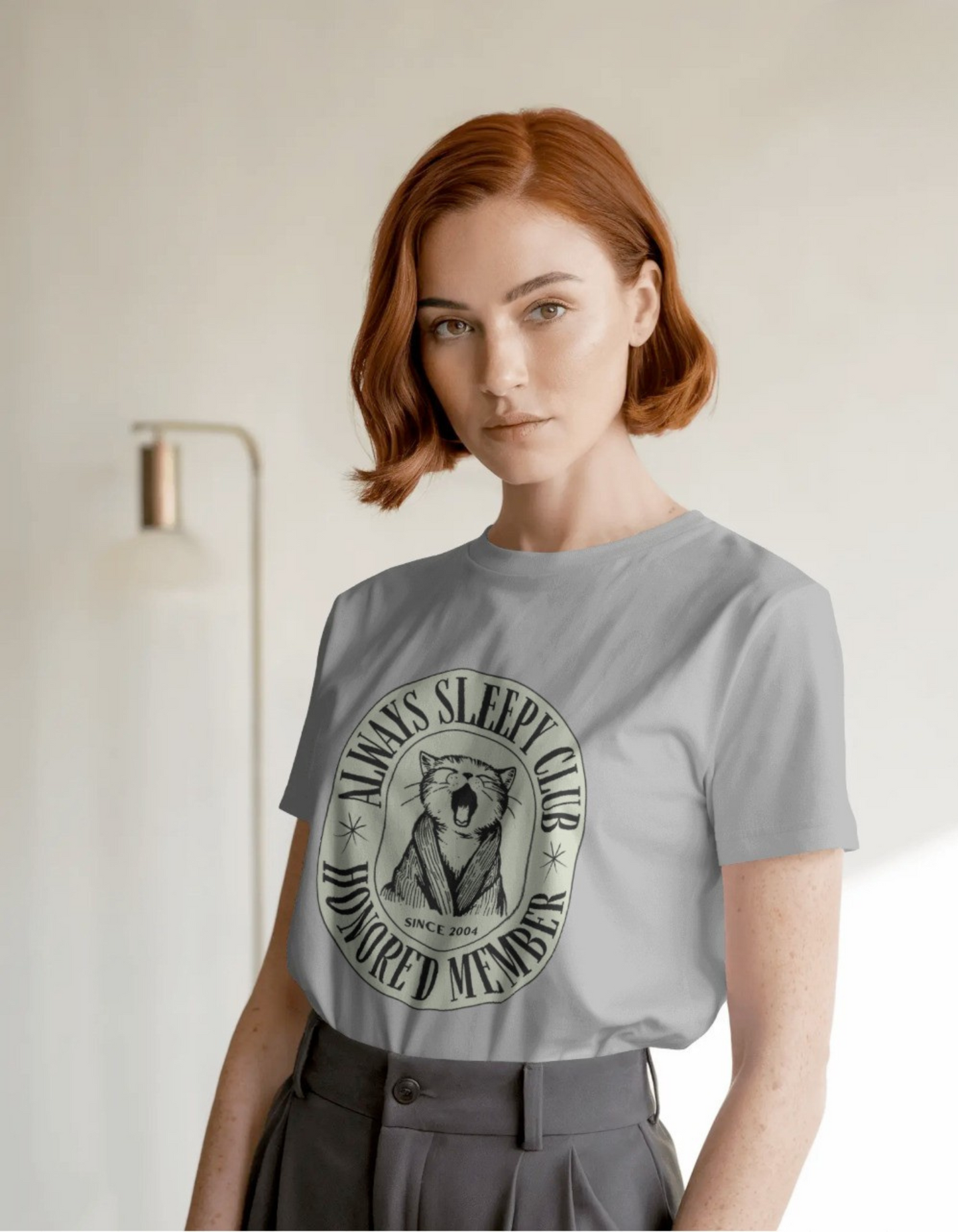 Sleeply Cat Women Round T-Shirt