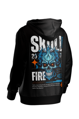 Blue Fire Skull Men Hoodie