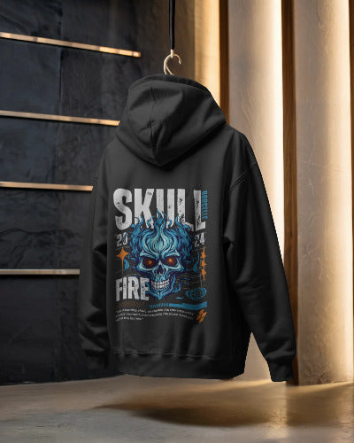 Blue Fire Skull Men Hoodie